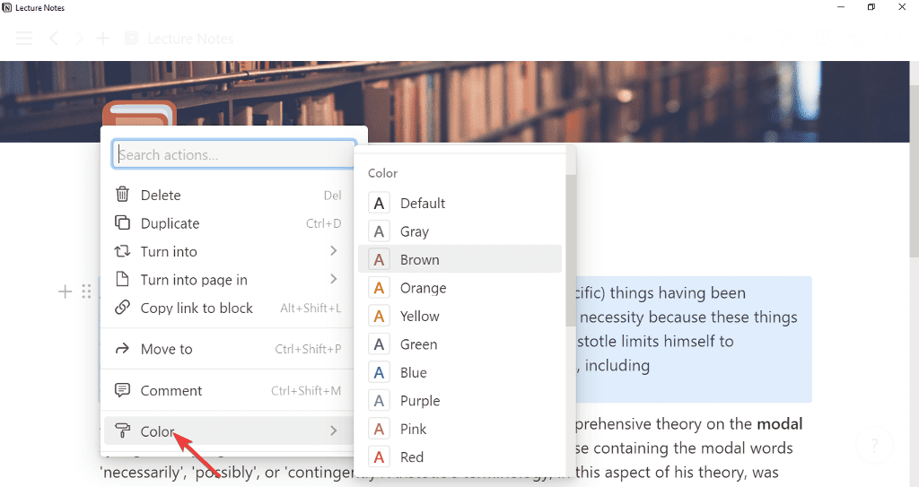 change text color in notion